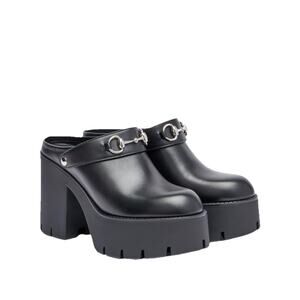 NIB Gucci Horsebit Platform Mule EU 39 US 9 Black Leather Chunky Heel $1,350